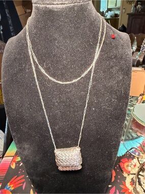 Rare Sterling Silver Woven Basket Necklace